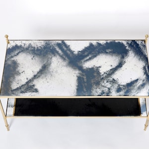 Maison Jansen brass chrome mirrored two-tier coffee table 1970s