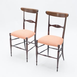 Rare set of four Campanino Chiavari walnut chairs by Fratelli Levaggi 1950