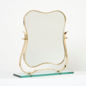 Gio Ponti for fontana Arte brass Murano glass table vanity mirror 1950s image 2