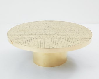 Georges Mathias brass mosaic coffee table 1970
