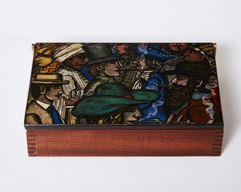 Piero Fornasetti mahogany painted wood box 1950