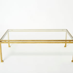 Maison Ramsay coffee table gilded iron glass 1950
