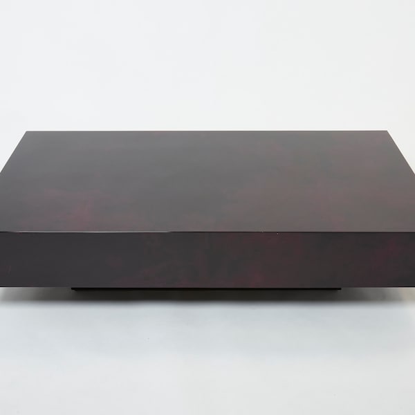 Dark purple goatskin parchment coffee table by Aldo Tura 1960s