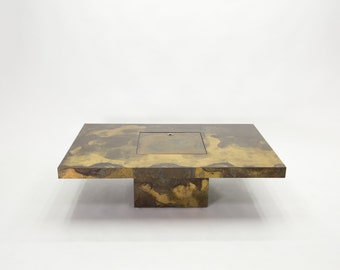 Unique Isabelle and Richard Faure brass coffee table 1970s