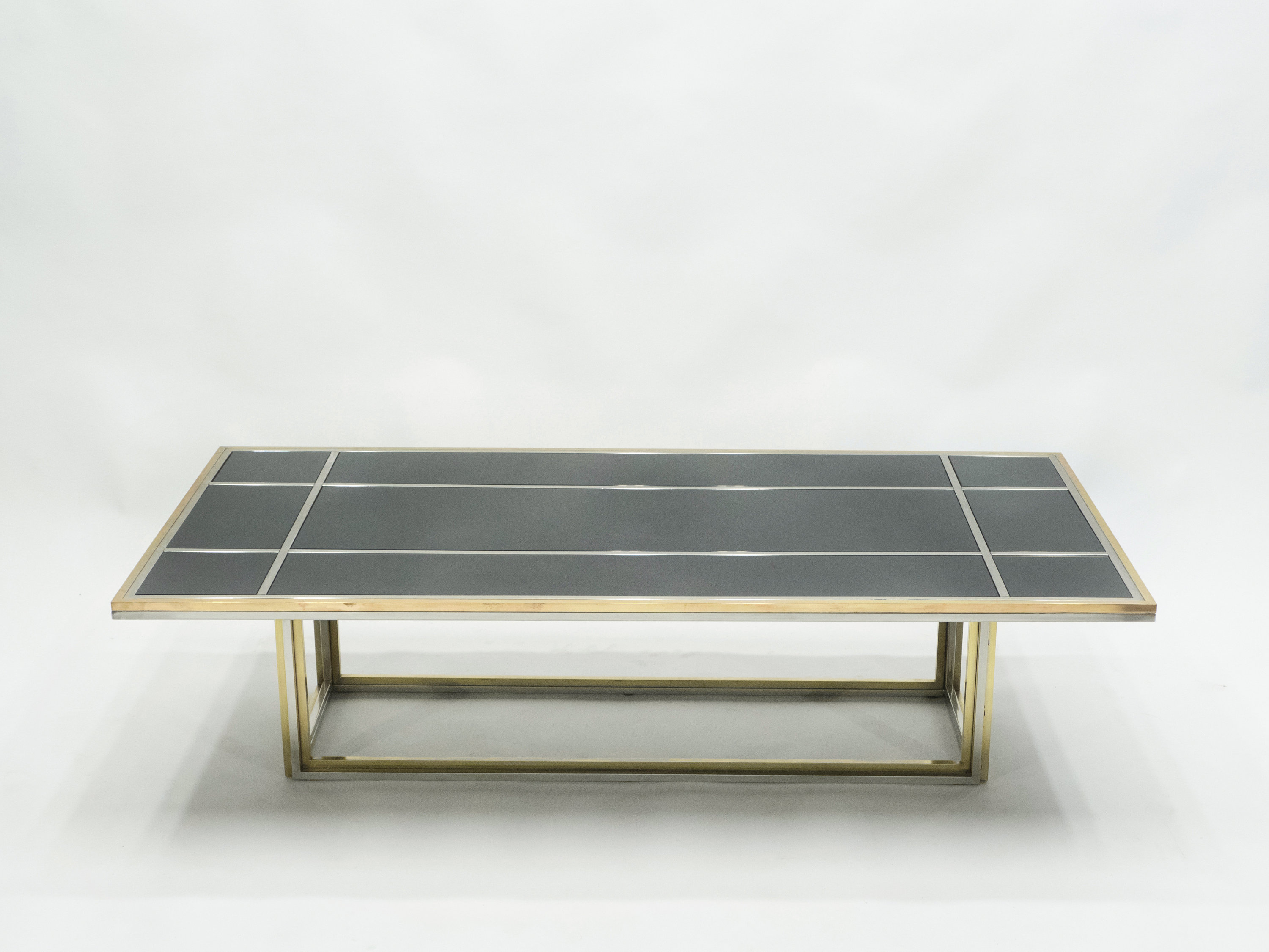 Large Mid-Century Italian Brass Chrome Coffee Table By Romeo Rega 1970S