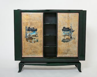 René Drouet and Pierre Adrien Ekman Art deco lacquered cabinet 1938