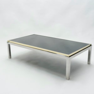 Large brass and chrome Coffee Table Willy Rizzo model Flaminia 1970s
