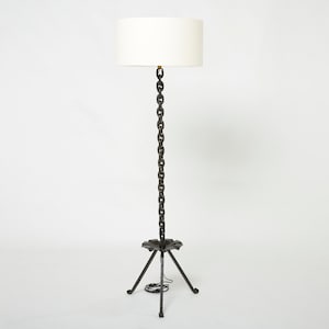 Signed Jacques Vidal French Mid Century Wrought Iron floor lamp 1967