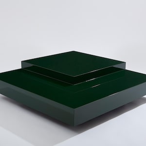 Willy Rizzo forest green lacquer square coffee table 1970s