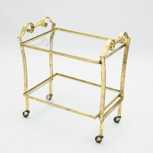 French neoclassical Maison Ramsay gilded iron bar cart 1940s