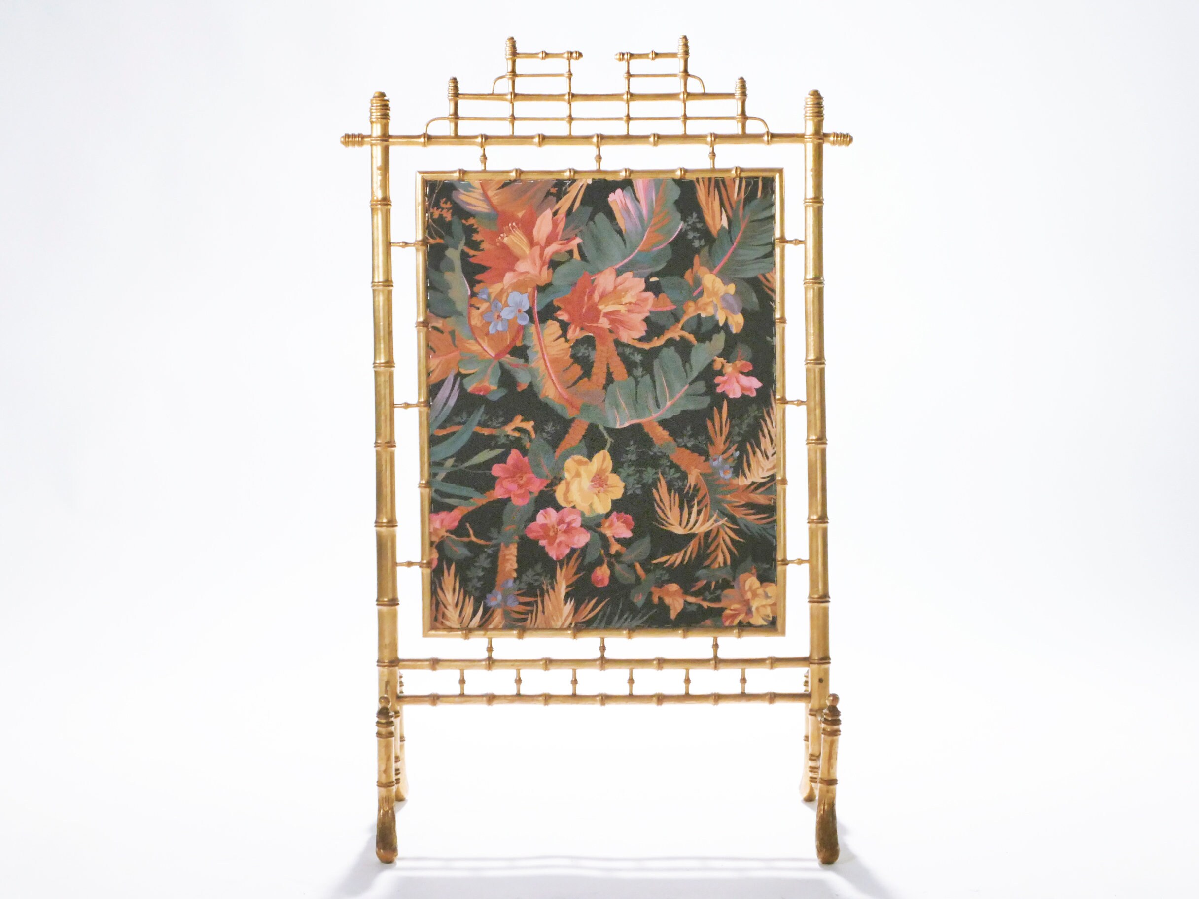 Faux Bamboo French Decorative Fire Screen 1970S