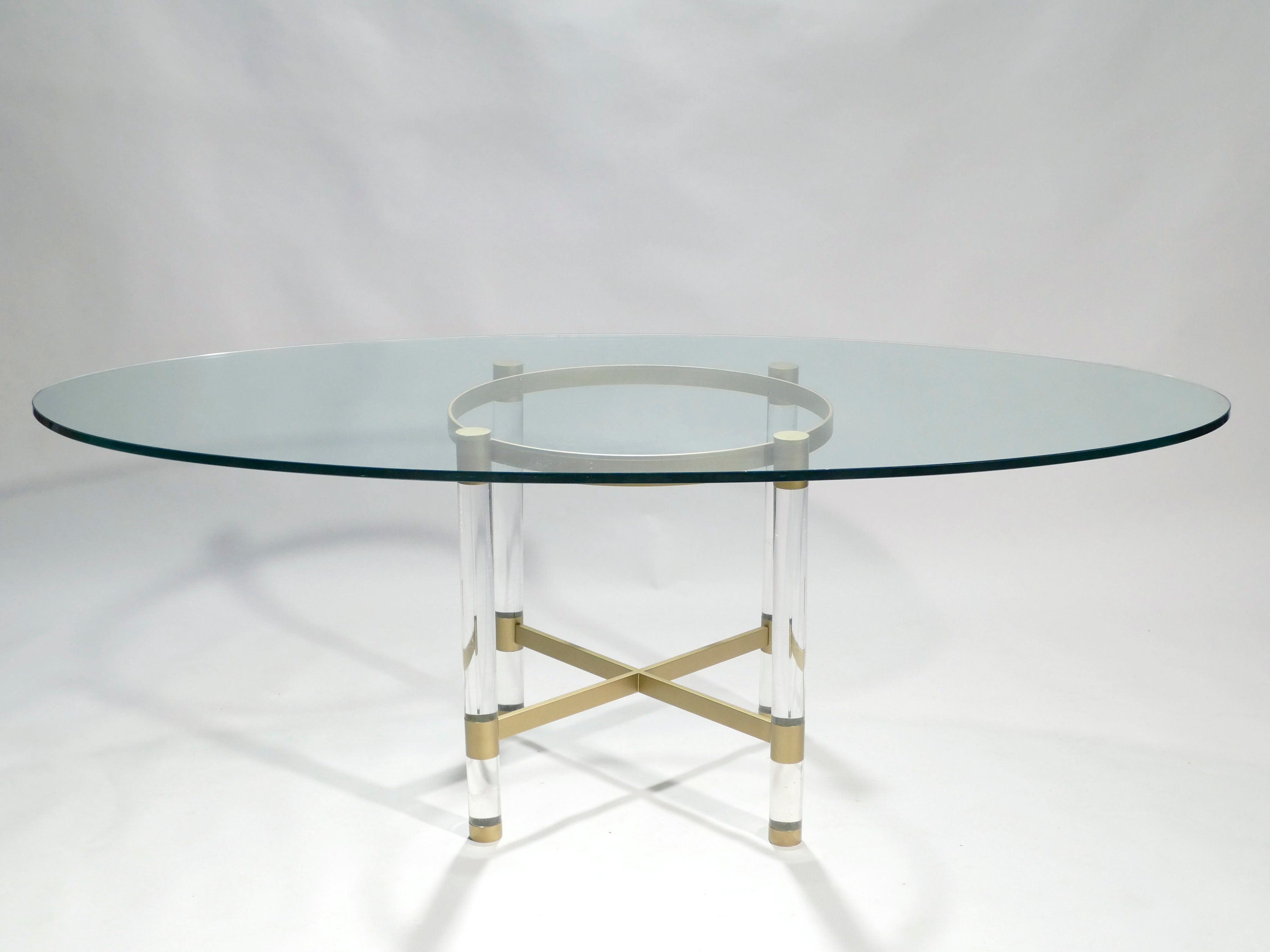 Brass & Lucite Dining Table By Sandro Petti For Metalarte 1970S