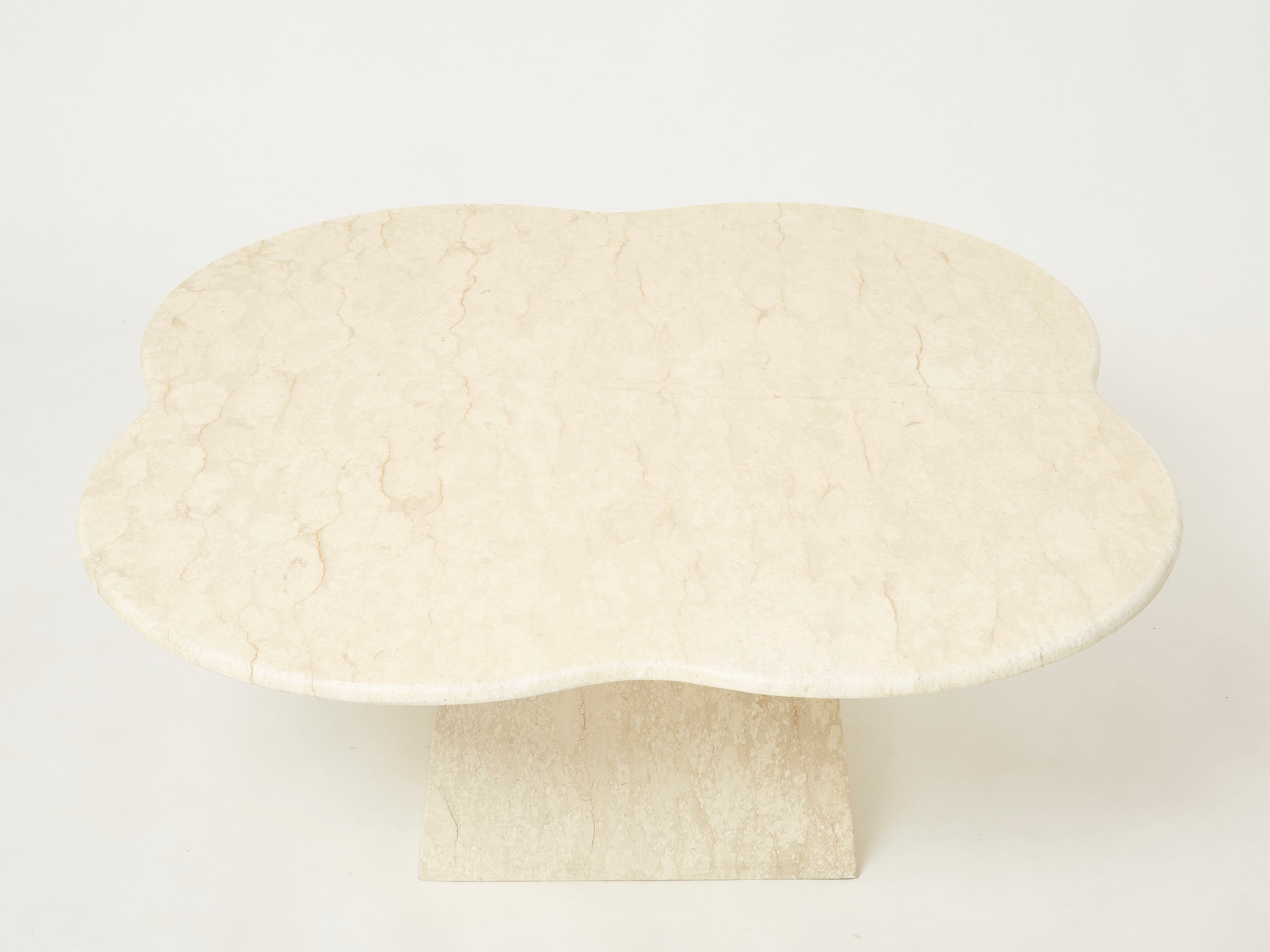 Large Clover Shaped Coffee Table Made Of Italian Travertine 1970S