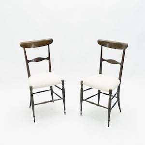 Rare set of four Campanino Chiavari walnut chairs by Fratelli Levaggi 1950