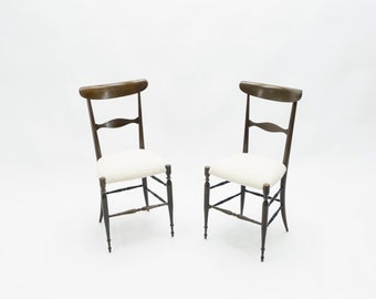 Rare set of four Campanino Chiavari walnut chairs by Fratelli Levaggi 1950