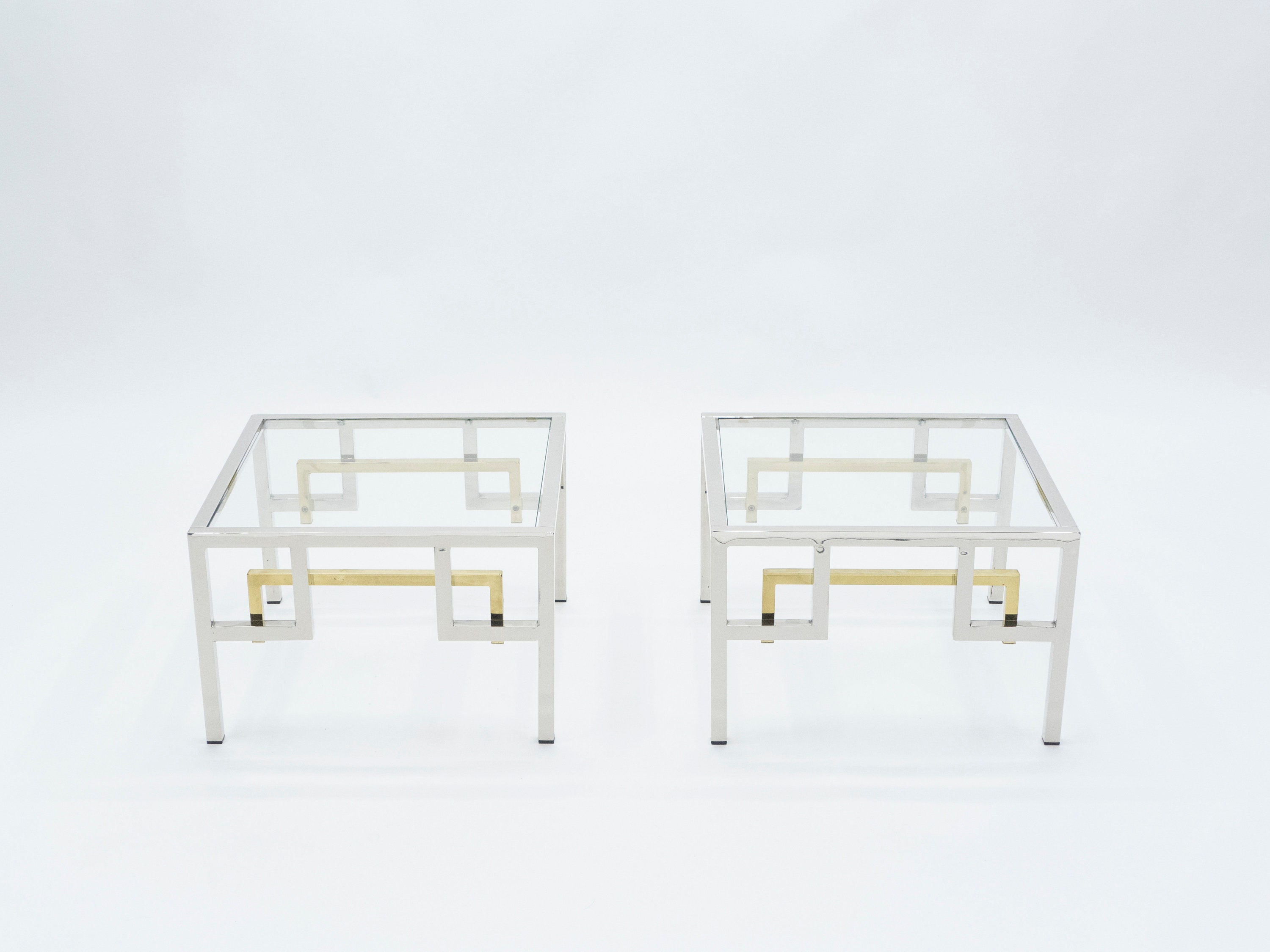 Mid-Century Brass Chrome Side Tables By Guy Lefevre For Maison Jansen 1970S