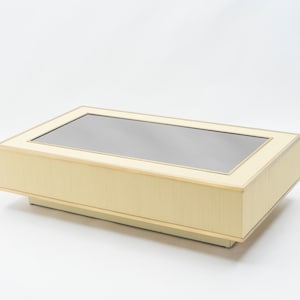Italian Tommaso Barbi faux bamboo brass mirrored coffee table 1970s