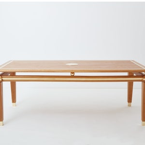 Tommaso Barbi ceused oak and brass dining table 1970s
