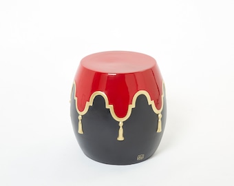 Garouste & Bonetti signed ceramic stool side table 1990