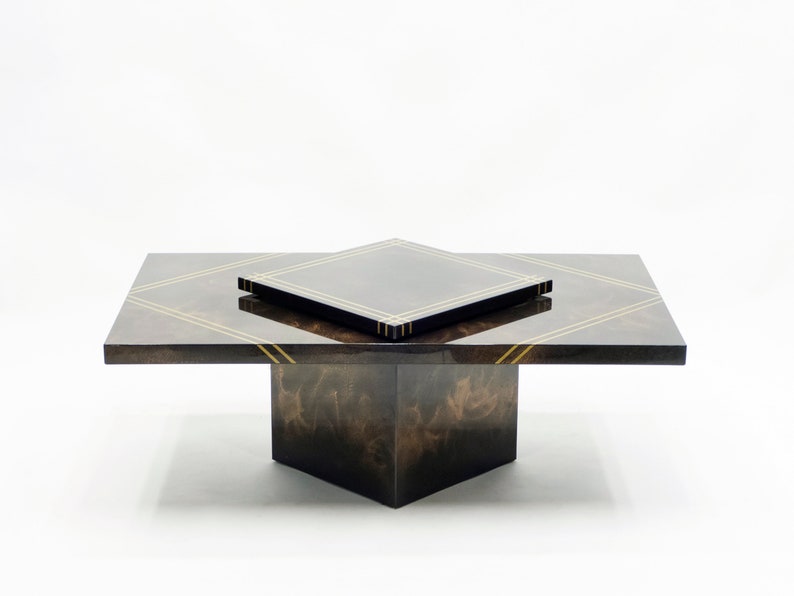 Guy Lefevre for Ligne Roset lacquered brass bar coffee table image 1