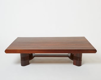 Charles Dudouyt large Modernist walnut coffee table 1940