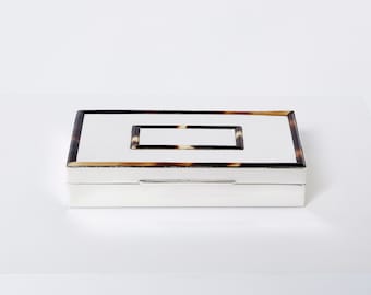 Mid-Century Italian chrome horn veneer jewellery box 1970