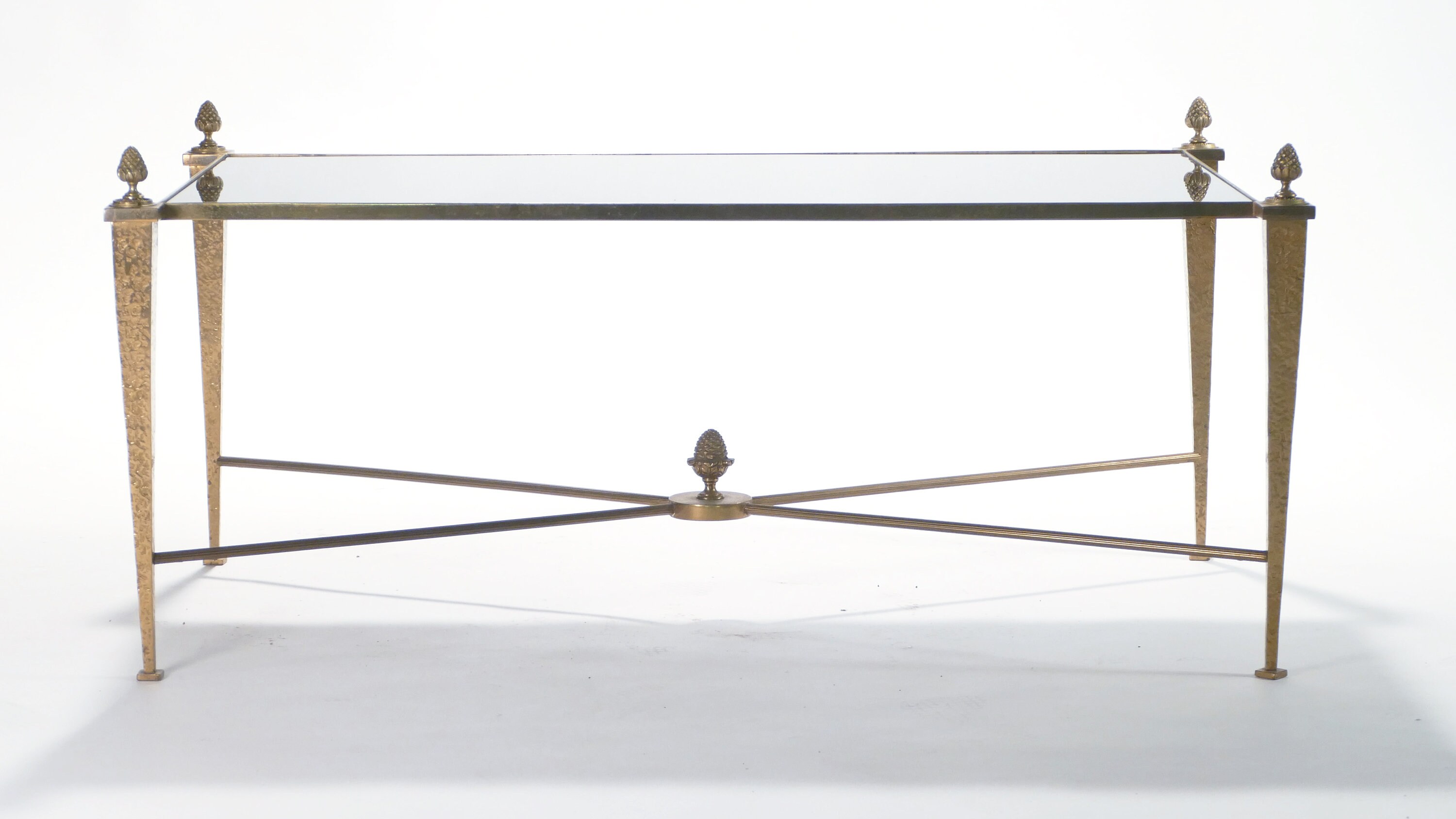 French Maison Ramsay Gold Gilt & Opaline Coffee Table 1960S