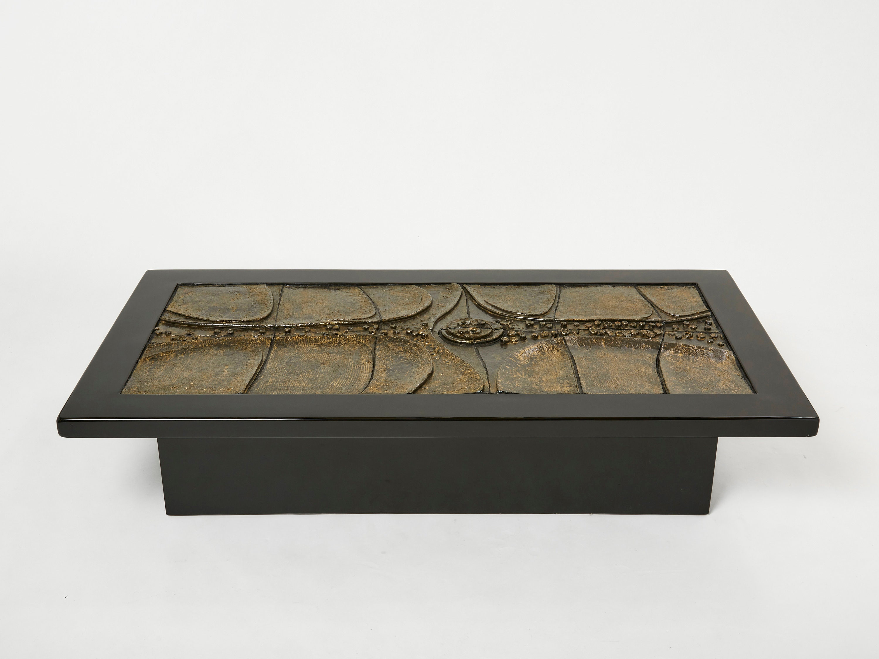 Belgian Brutalist Ceramic Lacquer Coffee Table By Pia Manu 1970S