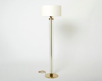 Jacques Adnet modernist lucite brass floor lamp 1950s