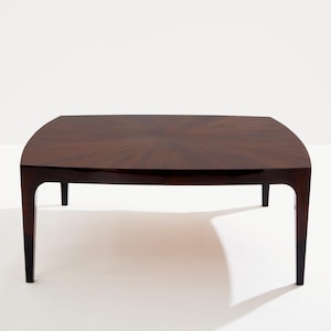 french walnut marquetry square coffee table 1970
