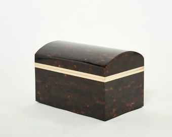 Mid-Century Italian horn marquetry brass trunk box 1960