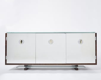 Adnet style mirrored macassar sycamore sideboard Alberto Pinto 1990