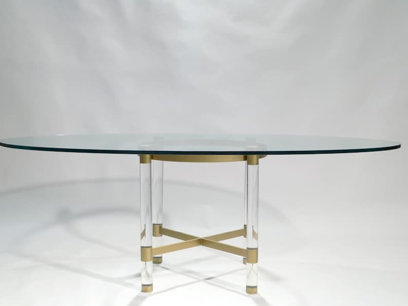 Brass and lucite dining table by Sandro Petti for ...