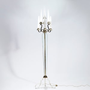 French Bronze and crystal floor lamp by Sabino 1930s