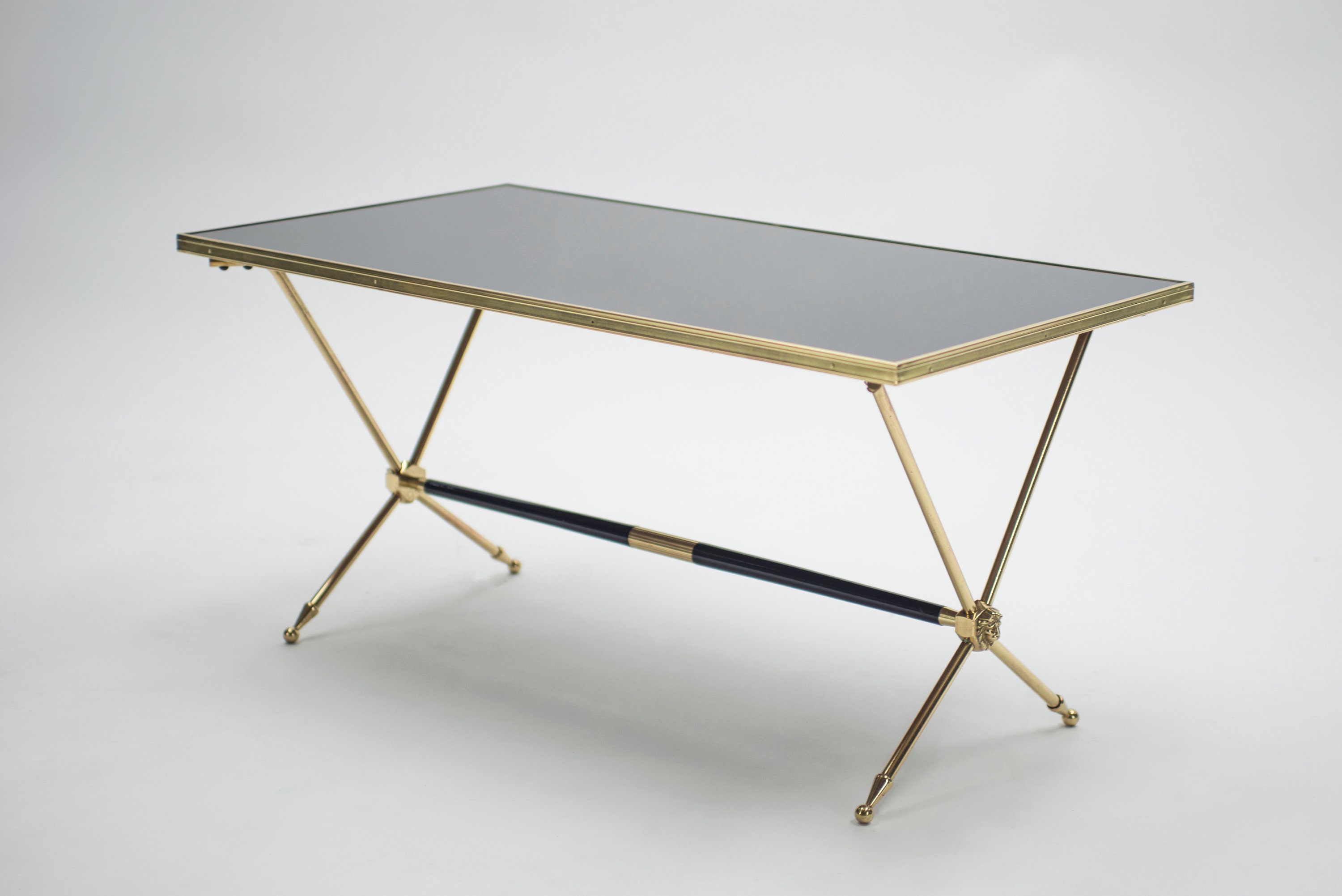 French Neoclassical Raphaël Brass & Opaline Coffee Table 1960S