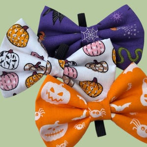 Halloween Dog/ Cat Bow, Dog Bow Tie, Pet Neckwear, Purple Halloween Bow, Orange Halloween Dog Bow, Pumpkin Bow Tie
