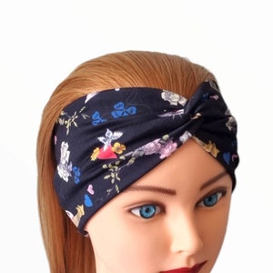 Twist Tattoo Print Headband, Ladies Stretchy Headband, Wide Ladies Headband, Wide Turban Headband, Knot Headband, Hippie Headband
