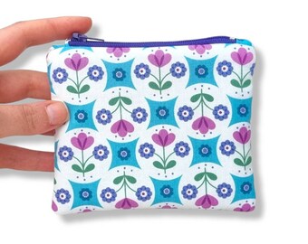 Coin Purse, Floral Coin Purse, Cute Flower Purse, Mini Purse, Coin Wallet, Fabric Coin Purse