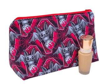 Bats Make Up Bag, Bats Cosmetic Bag, Goth Bats Zip Bag