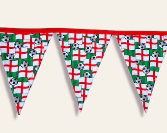 Reversible Football Bunting, Fabric Footy Bunting, World Cup Bunting, England Flag Bunting