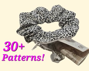 Stash Scrunchies, 100% Cotton Stash Scrunchies, Cotton Scrunchies, Zipper Scrunchies, Hair Scrunchie, Animal Scrunchie, Scrunchie Purse