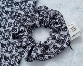 Stash Scrunchies, 100% Cotton Stash Scrunchies, Tarrot Zip Scrunchie, Scrunchies, Cat Zip Scrunchies, Goth Hair Scrunchie, Skull Scrunchie
