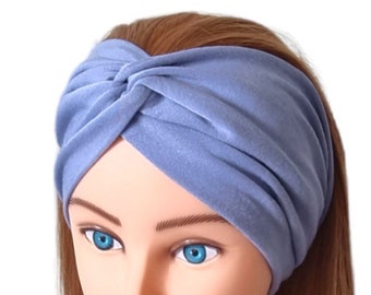 Wide Twist Baby Blue Headband, Ladies Wide Light Blue Headband, Wide Ladies Headband, Wide Turban Headband, Knot Headband, Hippie Headband