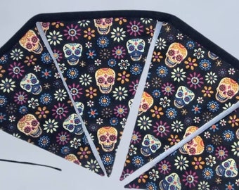 Double Sided Halloween Bunting, Skulls Bunting, Spooky Bunting