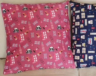 17" CUSHION COVER ONLY, London Print Cushion Cover, Uk Print Cushion Covers, Uk Print Cushion, London Print Cushion