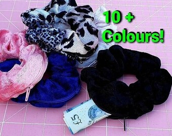 Stash Scrunchies, Velvet Stash Scrunchies, Velvet Scrunchies, Zipper Scrunchies, Scrunchie With Pocket, Hair Scrunchie, Velvet Scrunchie.