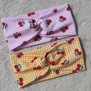 Ladies Twist/ Turban Headband, Cherries Twist Headband, Stretchy Headband, Ladies Headband, Headband With Twist, Knot Headband