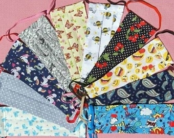 ADULTS, TEENS, CHILDRENS. Pleated Face Masks, 2 Layers, Filter Pocket, Adjustable Elastic Straps, Reusable And Washable.