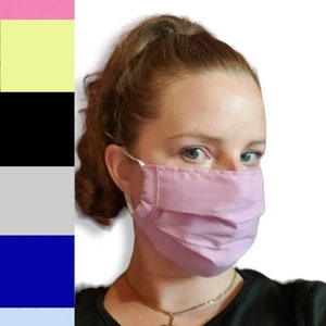 ADULTS, TEENS, CHILDRENS. Pleated Face Masks - Washable - Filter Pocket - Adjustable Straps - 100% Cotton - Plain Mask - Reusable - 2 layers