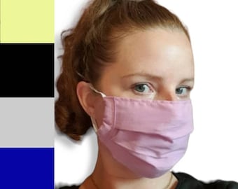 ADULTS, TEENS, CHILDRENS. Pleated Face Masks - Washable - Filter Pocket - Adjustable Straps - 100% Cotton - Plain Mask - Reusable - 2 layers